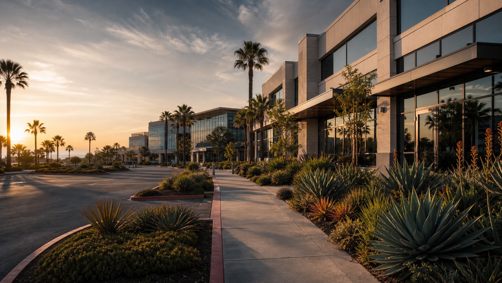 Immaculate commercial landscape maintained by ManageMowed in the La Jolla area